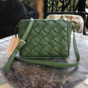 Marta Ponti Green Woven Leather Crossbody Bag